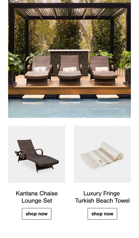 Kantana Chaise Lounge Set, Fringe Turkish Cotton Beach Towel
