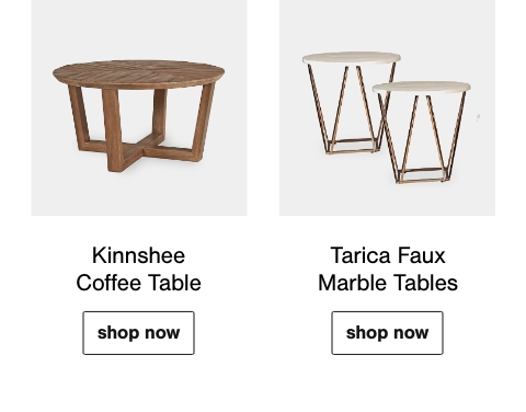 Kinnshee Coffee Table, Tarica Faux Marble Tables
