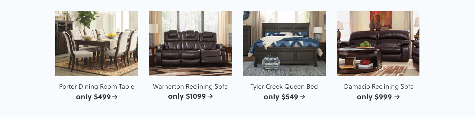 Ashley Furniture Home Decor Porter Dining Room Table Warnerton Reclining Sofa Tyler Creek Queen Bed Damacio