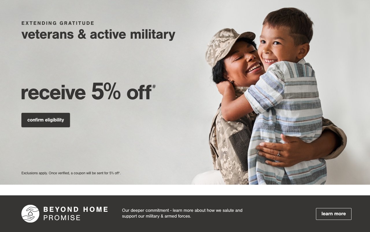 Ashley VETERANS & ACTIVE MILITARY Discount