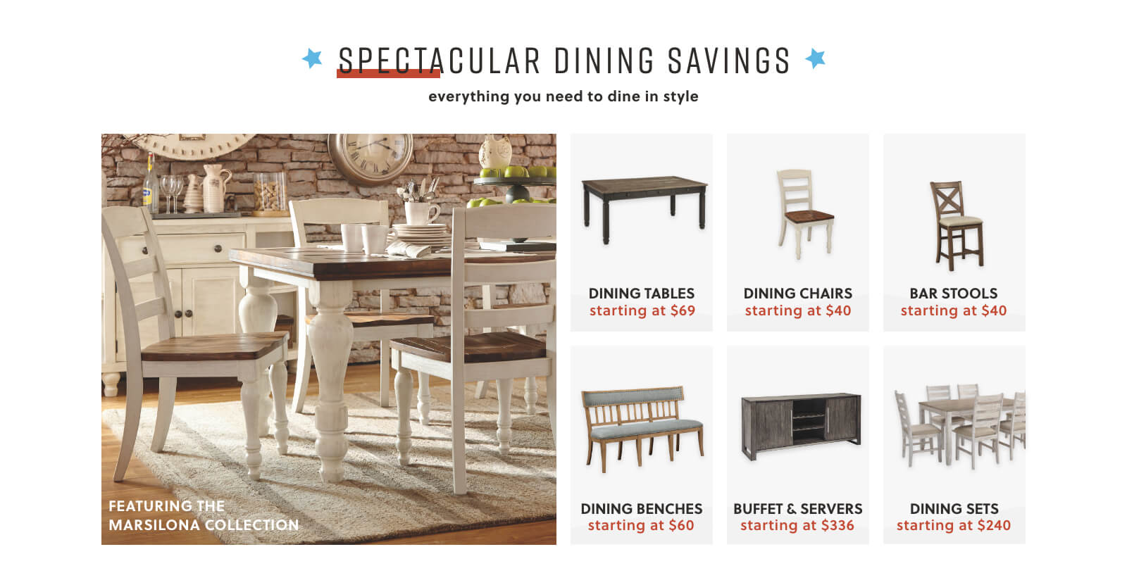 Ashley Furniture Home Decor Bolanburg Collection Dining Tables Chairs Bar Stools Benches Buffet