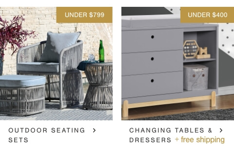 Seating Sets Under $799, Changing Tables & Dressers Under $400 + Free Shipping