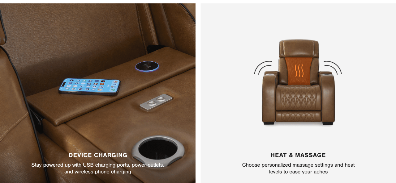 device charging and heat & massage