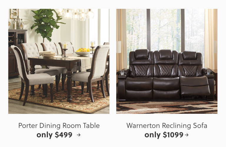 Ashley Furniture Home Decor Porter Dining Room Table Warnerton Reclining Sofa