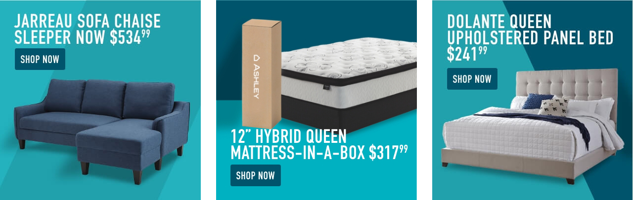 Jarreau Sofa Chaise Sleeper, 12 Inch Hybrid Mattress in a Box, Dolante Upholstered Bed