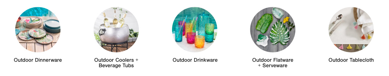 Outdoor Dinnerware,Outdoor Coolers, Beverage Tubs,Outdoor Drinkware, Outdoor Serverware, Outdoor Tablecloths