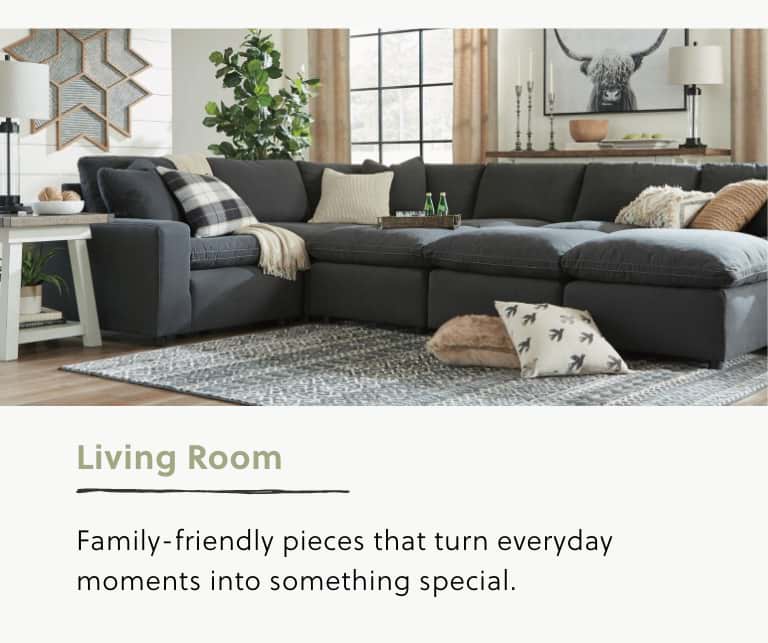 mane + mason | modern farmhouse living room | ashley furniture homestore