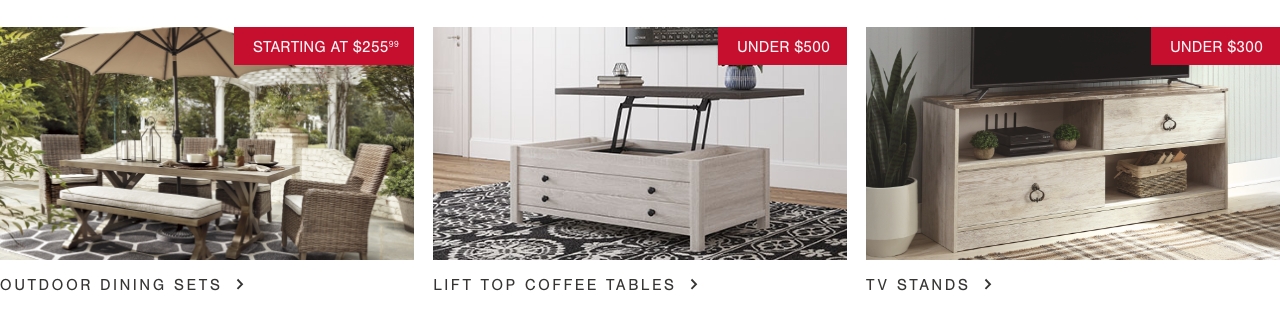 Outdoor Dining Sets Starting At $188.99, Lift Top Coffee Tables Under $500, TV Stands Under $300