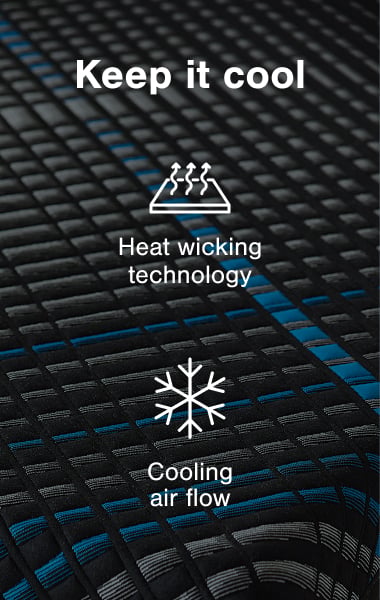 Keep it cool Heat wicking technology Cooling air flow