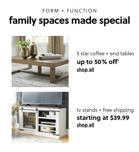 Up to 50% Off* our 5 Star Coffee and End Tables,TV Stands s/a $29.99 + Free Shipping