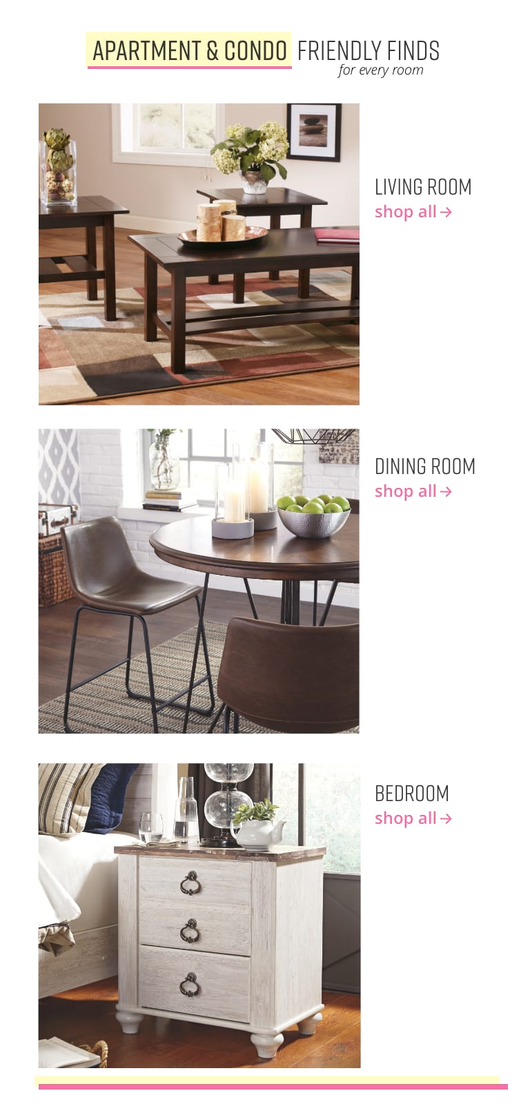 Ashley Furniture Home Decor Small Spaces Living Room Dining Bedroom