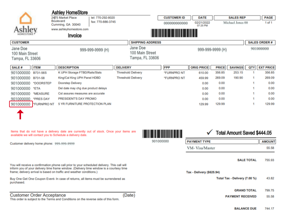 Store order number will show as the SALE # on invoice